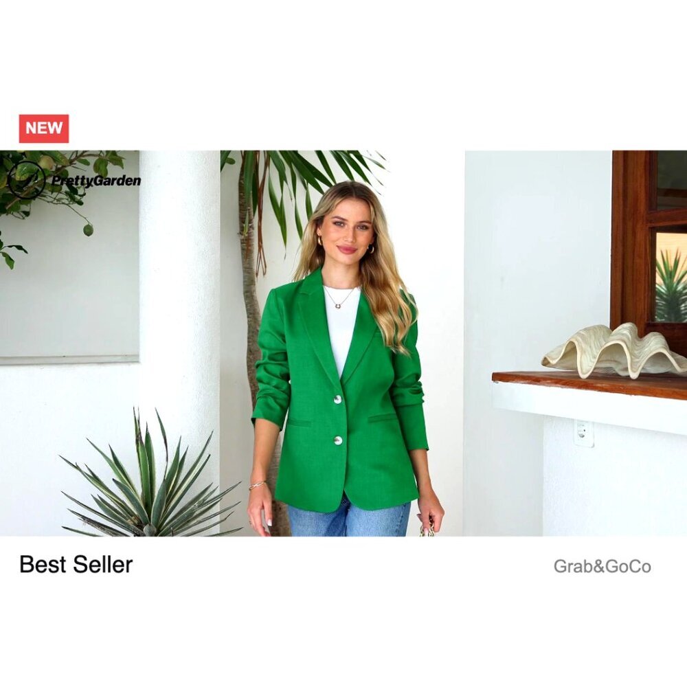 Classic Notch Lapel Blazer Elegant Business Casual Fitted Long Sleeve Open Front - Picture 7 of 7